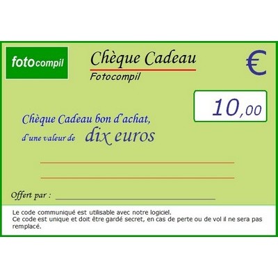 Chque cadeau 10 euros