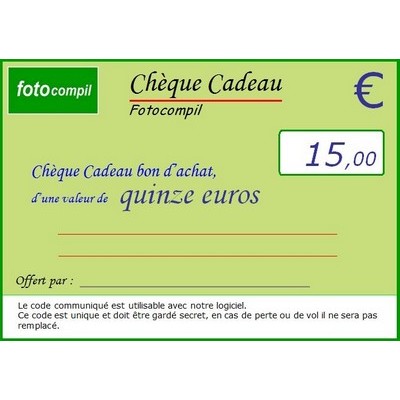 Chque cadeau 15 euros