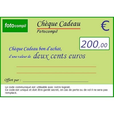 Chque cadeau 200 euros