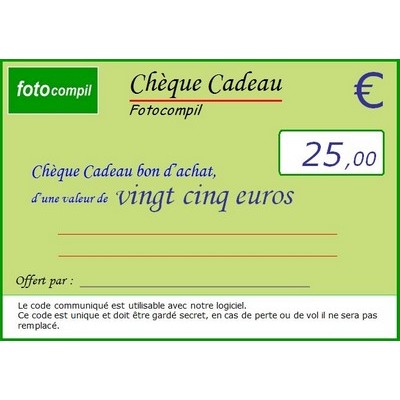 Chèque cadeau 25 euros