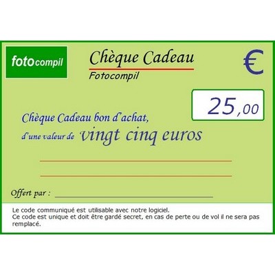 Chque cadeau 25 euros