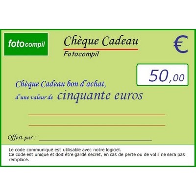 Chèque cadeau 50 euros