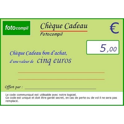 Chèque cadeau 5 euros