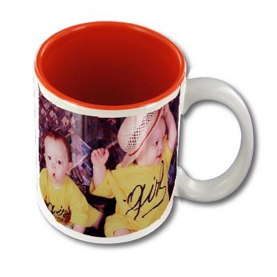 Mug personnalisable blanc intrieur rouge