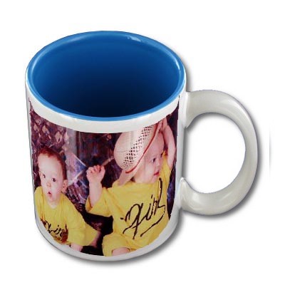 Mug personnalisable blanc intrieur bleu