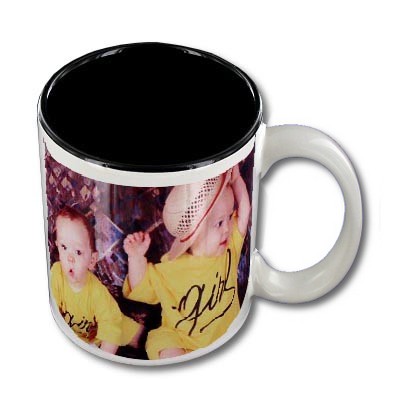 Mug personnalisable blanc intrieur noir