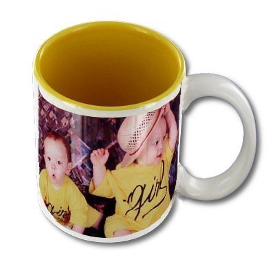 Mug personnalisable blanc intrieur jaune