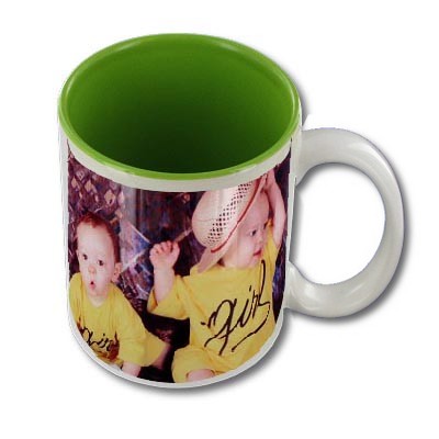 Mug personnalisable blanc intrieur vert